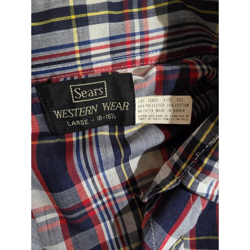 Vintage Sears Western Wear Plaid Snap Button Shirt Long Sleeve Men’s Large - Picture 6 of 8